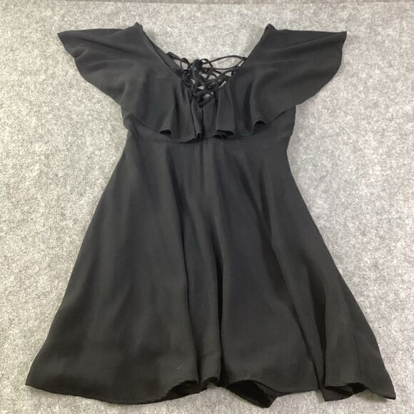 Lulus Ruffle Swirl Black Dress Size Large - Picture 4 of 8